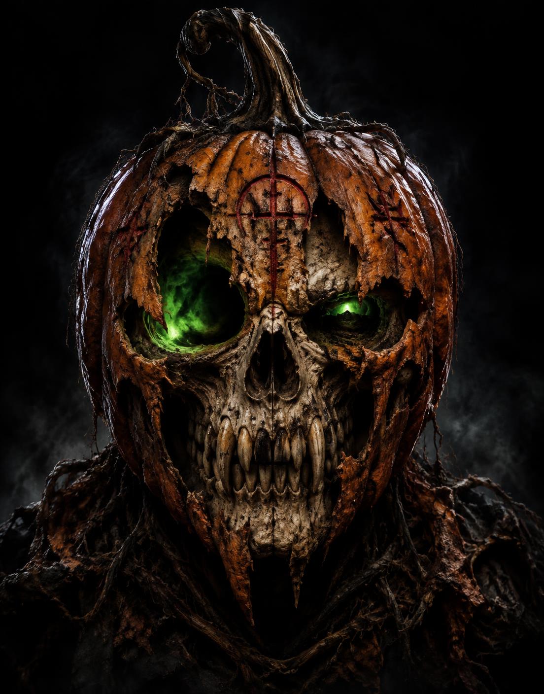 The CURSED jack-o'-lantern skull mascot